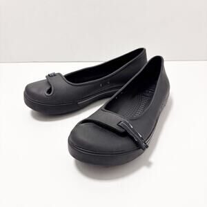 Crocs Women's Sz 6 Crocband 2.5 Black Adjustable Toe Strap Ballet Flats Antislip